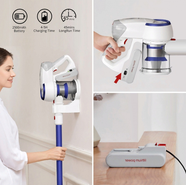 Пылесос беспроводной ручной Jimmy JV53 Lite Белый/синий фото 4