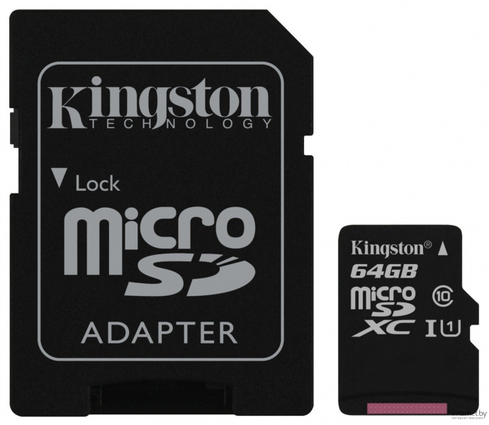Карта памяти Kingston microSDXC 64GB Class10 UHS-I Canvas Select до 80Mb/s с адаптером фото 1