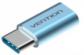 Адаптер-переходник Vention USB Type C M/USB 2.0 micro B 5pin голубой - фото