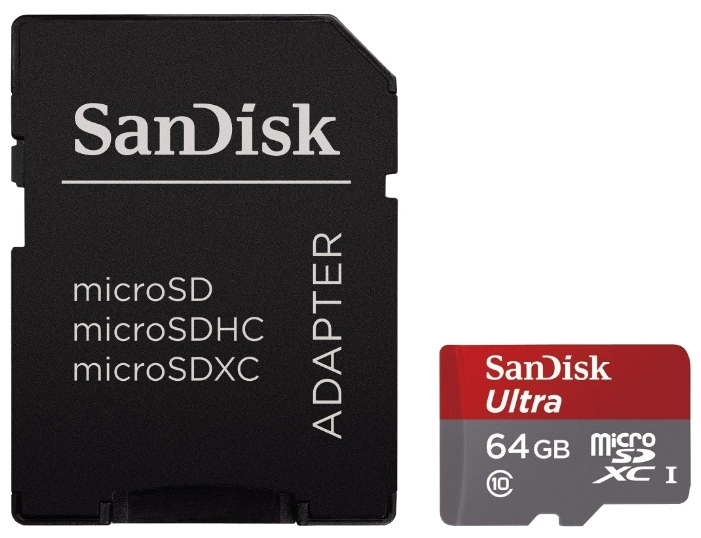 Карта памяти SanDisk Ultra microSDXC 64GB Class 10 UHS-I (100MB/s) с адаптером фото 1